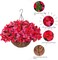 Artificial Hanging Bougainvillea Flower Basket – UV-Resistant Faux Silk for Outdoor Garden Decor (HotpinkRed)
